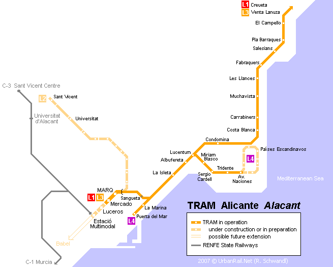 Карта метро Алаканте