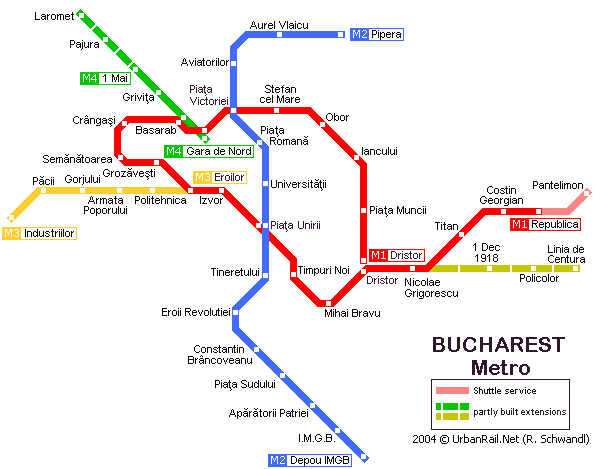 Карта метро Бухареста