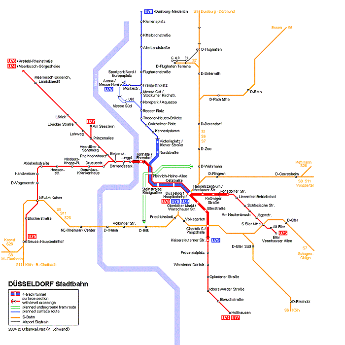 Карта метро Дюссельдорфа