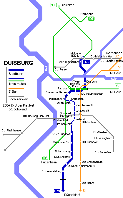 Карта метро Дуйсбурга