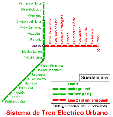 Карта метро Гвадалахары
