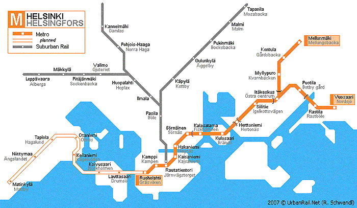 Карта метро Хельсинки