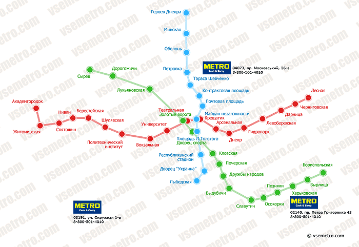 Карта метро Киева