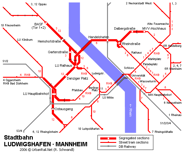 Карта метро Людвигсхафена-на-Рейне