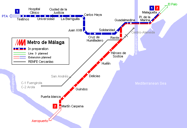 Карта метро Малаги
