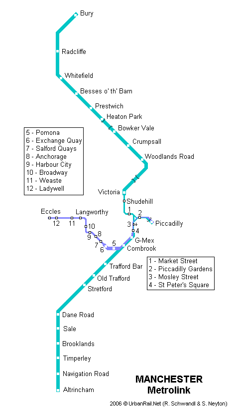 Карта метро Манчестера