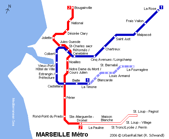 Карта метро Марселя