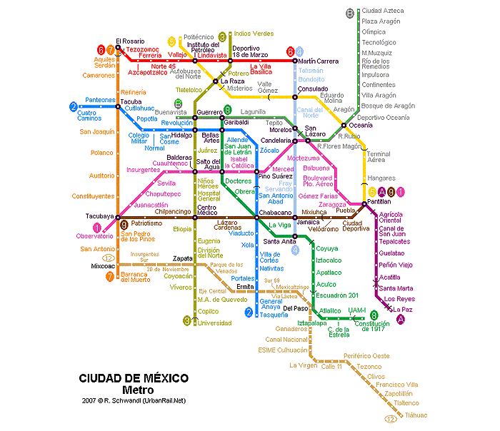 Карта метро Мехико